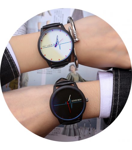 CW010 - Black & White PU Leather Couple Watches